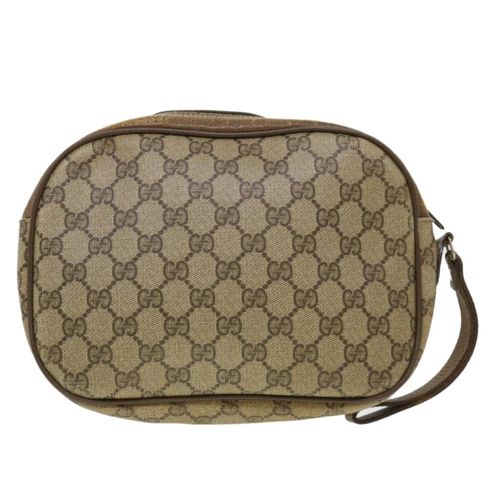 GUCCI GG Canvas Web Sherry Line Clutch Bag Beige Red Green Auth am4114 - Picture 2 of 16